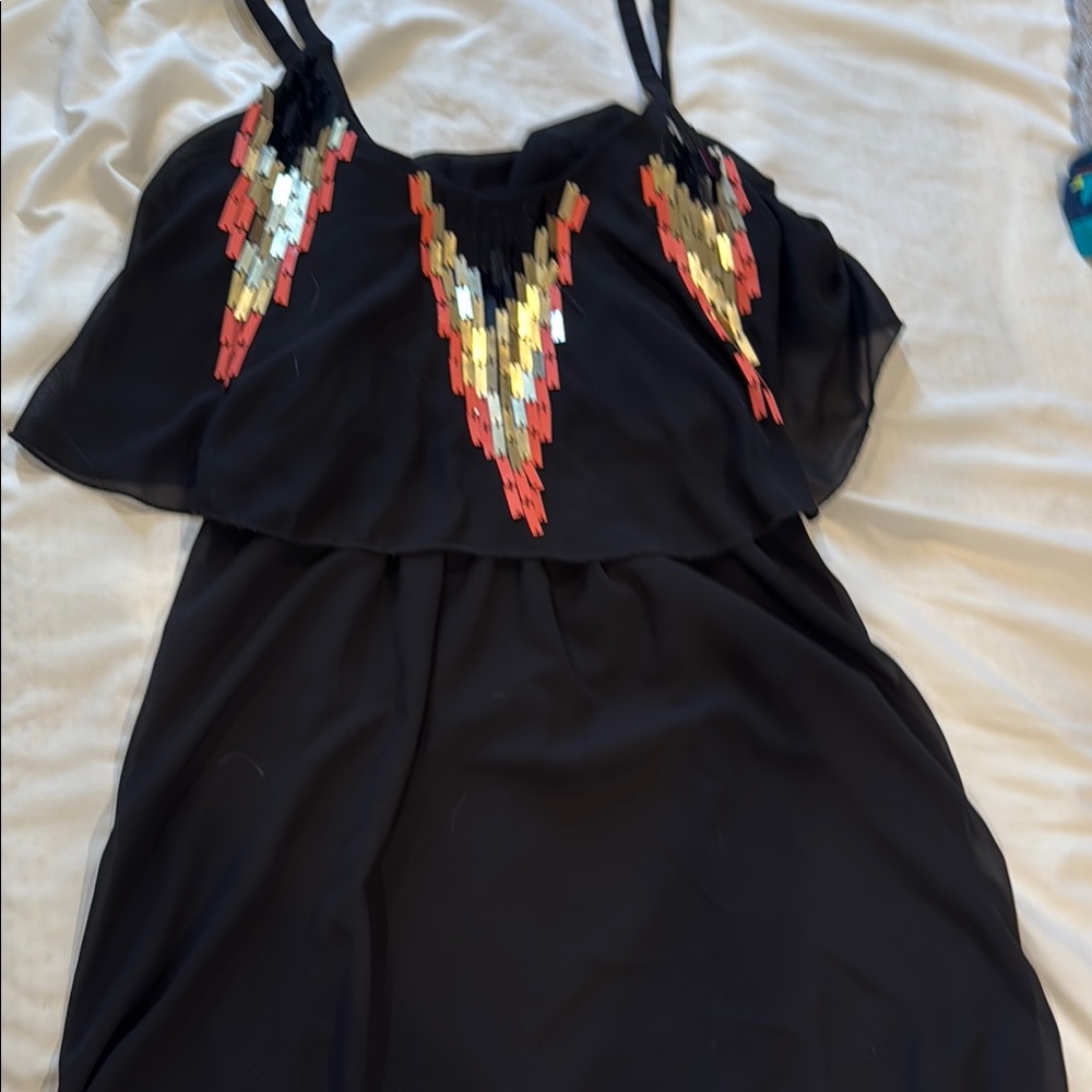 Black Dress with Colorful Sequin Design